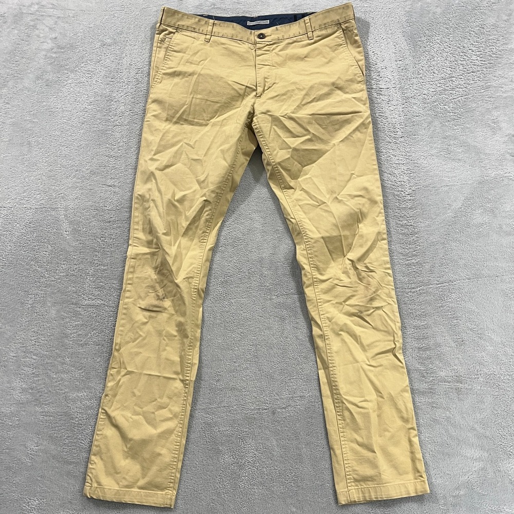Allen Solly Sport Wimbledon Tapered Leg Chino Pants Mens 35x33 Beige Slim Fit